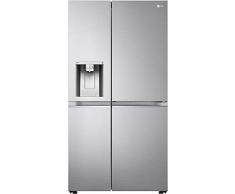 LG GSJV90BSAE Frigorifero Americano Side by Side Total No Frost con Congelatore, 635 L, Dispenser Acqua e Ghiaccio UV Nano, Door Cooling, Linear Cooling, Door-in-Door - Frigo Smart con Wi-Fi e Freezer