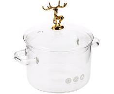 Yardwe Pentola di cottura in chiaro casseruola in stufato pentola fornello con coperchio renna pentola di spaghetti istantanei casseruola in utensili da cucina per pasta