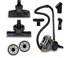 ZEEGMA Zonder Base JET Aspirapolvere ciclonico Senza sacco Alta potenza di aspirante 899W Anti allergeni, 2 Filtri HEPA rimovibile e lavabile, Ricco set di Accesori, Container 2.5L Classe Energetica A