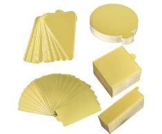 Counius 150 Pezzi Mini Carta Vassoio Torta Basi per Torta usa e getta antiolio Doro Dessert Display Vassoio Compleanno Torta Kit per il Matrimonio,Decorazione di Dolci per Feste di Compleanno