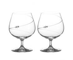 Two Diamante ® Silhouette Brandy Cognac Liqueur Bicchieri Decorati con cristalli Swarovski – Set di 2 – Regalo perfetto per San Valentino