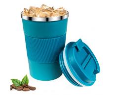 Relota Tazza Termica Blu 380ml, Tazza Termica da Viaggio in 304 Acciaio Inossidabile Tazza Caffe Termica Riutilizzabili Prova di Perdite, Tazza Termica Caffe per Caffè Caldo e Freddo, Latte e Tè