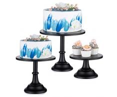 Alzata per Torta da 3 Pezzi con Cake Stand in Metallo, Portabicchieri per Dessert con Design Semplice, Nero