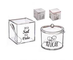 Dcasa - Saliera e zuccheriera da cucina super originale acrilico design frasi.