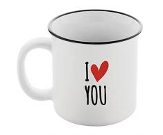 Olallà Tazza con Scritta I Love You, Idea Regalo per Lui e Lei, Regalo San Valentino, Compleanno, Anniversario - Tazza Vintage con Bordo Nero