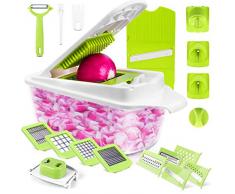 Affettaverdure Taglia Verdure 23 in 1 Tagliaverdure a Cubetti Mandolina per Verdure Grattuggia Verdure Mandolina Affettatrice Affetta Verdure Professionale Taglia Patate/Aglio/Cetriolo con Pelapatate