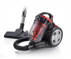 Ariete 2753 J-Force – Aspirapolvere senza sacco, Tecnologia multiciclonica, Filtro HEPA, Tripla classe A, Rosso/Nero