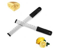 Senteen Grattugia Formaggio Manuale 2 Pezzi Grattugia Limone Grattuggia Manuale Grattugia Ideale per Parmigiano Reggiano Limone Zenzero Cioccolato Verdure Frutta (Nero)