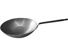 Pintinox Wok conico in Ferro Serie Excalibur, Adatta All’induzione, Made in Italy, Diametro 34 cm