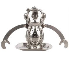 Kikkerland - Filtro da tè in Acciaio a Forma di Scimmia con Braccia Regolabili e Base