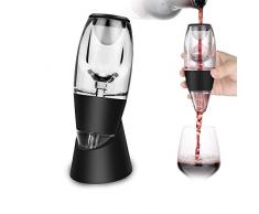 Zorara Magic Decanter - Decanter per Vino, Aeratore Vino Rosso, Areatore e Decantatore da Vino, con Base per Vino Rosso, Regalo di Natale, Colore Nero