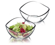 KADAX Ciotola fatta di vetro, ciotola con bordi ondulati, ciotola insalata con pavimento rinforzato, ciotola del deserto, ciotola di vetro, ciotola per insalata (⌀ 10,5 cm, 2 pezzi)