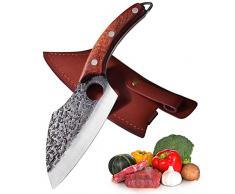 Promithi Coltello da mannaia, Coltelli da cucina professionali Full Tang,Coltello giapponese da cuoco tascabile,Coltello multiuso professionale,Coltello da macellaio per disossare,Coltello tritatutto