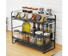 Toski Portaspezie da cucina a 2 ripiani, organizzatore per spezie, utensili da cucina per organizzare e conservare la cucina, portaspezie