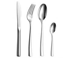 Velaze - 24 Pezzi Set Posate in Acciaio Inox 18/10, Set Servizio Posate per 6 Persone, 6 Forchette, 6 Cucchiai, 6 Coltelli, 6 Cucchiaini da tè - Argento (D24)