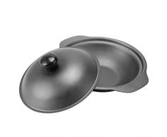 HEMOTON Ghisa Coperto Casseruola Padella Ghisa Ferro Torta di Pan Zuppa di Pentola Forno Olandese Casseruola Pentola Pentole per Cucina di Pollo Zuppa di Riso 18 Centimetri