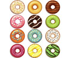 Berkin Arts Set di 12 Calamite da Frigo 3D Simpatici Decorativo Magneti per Frigorifero Durevoli Tondo Illustrazione saporita del dessert isolata ciambella dolce lustrata del fumetto per Gabinetto