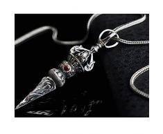Jade Angel Collana Pendente Amuleto Uomini Argento Sterlina Grano Catena Thai Argento Vintage Vajra Pestello