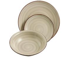 Villa d'Este Home Tivoli Baita Set Piatti Frutta, Gres Smaltato Dipinto a Mano, Grigio, 6 Pezzi