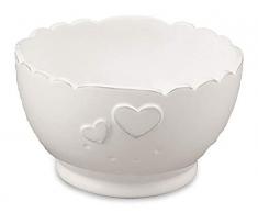 DISRAELI Scodella Ceramica Bianca, Tazza da Latte con Cuoricini Ø13.5xH7.5 cm