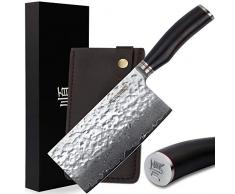 YOUSUNLONG Damasco 7Home Coltello Cuoco Cinese -Giapponese VG10- Manico in Acciaio Inossidabile ad Alto tenore di Carbonio-Manico in Ebano - per Tagliare Carne, Frutta e Verdura SL-DK10910B