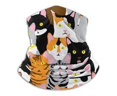 Scaldacollo-scaldacollo reversibile in pile con collage di gatti, fascia per scaldapiatti versatile per uomo e donna
