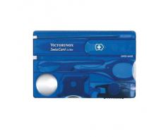 Victorinox, coltellino svizzero Swiss Card Lite (13 funzioni, luce LED e lente di ingrandimento), blu trasparente