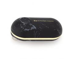 Kitchen Mama Mini Apriscatole Elettrico - Piccolo Tascabile Apri Lattine con Inzio e Stop Easy -Touch, Bordi Sicuri e Lisci, Adatto Viaggio Design Semplice Presa Easy-Grip - Marmo Nero in Filigrana