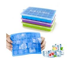 Stampo Ghiaccio,Acmetop Stampo Cubetti Ghiaccio, Stampi Ghiaccio con Coperchio,24 Vassoio per Cubetti di Ghiaccio, Stampo Ghiaccio con Coperchio, LFGB/FDA Certificata,BPA-Free