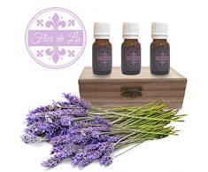 Olio Essenziale Flor De Lis Di Lavanda Puro, Set 3 bottiglie 10ml, Profumatore Asciugatrice,Ambiente, Oli Essenziali Per Diffusori Ambienti