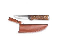 Roselli Coltello Heimo 4 edizione Bushcraft, lama a codolo intero, acciaio al carbonio (coltello da caccia, coltello outdoor, coltello tuttofare, fodero con acciarino). (Fodero standard)