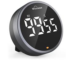 WHOUSEWE Timer da cucina magnetico e timer per conto alla rovescia con ampio display a LED, timer digitale a volume regolabile