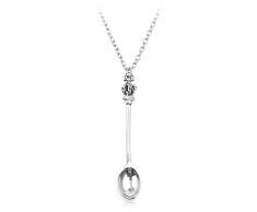 DGSDFGAH Collana Donna Ciondolo in Argento Collana con Ciondolo A Forma di Cucchiaino da tè Collana con Ciondolo per Gioielli A Maglia Lunga Creativa Colore da Donna Regalo per La Festa della Mamma