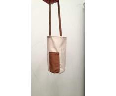 ZHDIN Art - Borsa in tela stile retrò, per il trasporto a mano, set di tazze, tè al latte, per la colazione, colore: verde ecologico