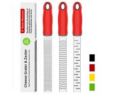 H HOMEWINS 3PCS Grattugia per Agrumi Zesteur Parmigiano Limone Zenzero Aglio Cioccolato Verdura - Lama Affilata in Acciaio Inossidabile | Copertura Protezione | Lavabile in Lavastoviglie