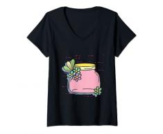 Donna Barattolo di marmellata inverno Maglietta con Collo a V