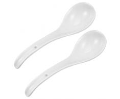 DOITOOL 2 pz Cucchiaio di Ceramica Cucchiaio di Minestra Porcellana Mestolo Cucchiaio di Riso Cinese per Cucina Ristorante