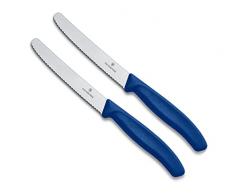Victorinox Coltello da tavola 2 pezzi - coltello da pomodoro Swiss Classic con bordo seghettato inossidabile - Swiss Made - Blu