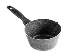 Home Casseruola Conica Un Manico Antiaderente Stone Cm16 Pentole Cucina, Pietra, Antracite/Grigio, 16 cm
