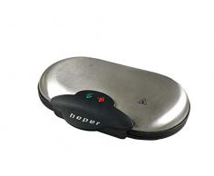 Beper BT.604 Piastra per Waffle doppia, cuoce 10 waffel a forma di cuore alla volta, Cialdiera, Piastra in Alluminio con Rivestimento Antiaderente, Potenza 1400 watt, Acciaio