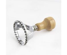 HOUSE COLLECTION Stampo per pasta e ravioli, rotondo, manico in legno, acciaio inox, 3,6 cm