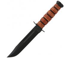 Ka-Bar, Coltello da battaglia/ per tutti gli scopi, acciaio 1095, manico in pelle, fodero in pelle