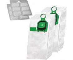 Kit 12 Premium Sacchetti per aspirapolvere + 12 Profumi adatti per Vorwerk Folletto VK 140 150 - VK140, VK150 - FP 140 150 - FP140/150 - con microfibra speciale