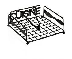 COM-FOUR® Portatovaglioli in metallo nero - Portatovaglioli con staffa di fissaggio in design CUISINE - Distributore di salviette di carta (01 pezzo - angolare nero)