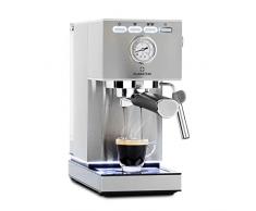KLARSTEIN Pausa - Macchina del caffè, espresso maker con 1350 watt, 20 bar di pressione, con serbatoio da 1,4 litri, acciaio inox, argento