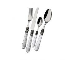 Casa Bugatti Set 24 Posate Cristallo Ghiera Argento Antico Trasparente