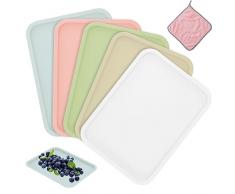 5 Pezzi Assoi in Plastica Vassoio, Antiscivolo Vassoi Rettangolari in Plastica, 5 Colori Rettangolare Vassoio con Panno di Pulizia, Vassoi da Portata per Feste, Cucina, Sala Da Pranzo