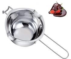 YANSHON Pentola Bagnomaria Cottura Pentolino Bagnomaria 600ml in Acciaio Inox per Cuocere al Vapore, Pentola per Far Fondere Cioccolato, Caramelle, Burro, Formaggio e Candele ECC. (Acciaio Inox 304)