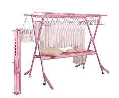Stendibiancheria Pieghevole Da Pavimento Per Interni Ed Esterni Balcone Doppio Palo X Stendino Appendiabiti Appendiabiti In Alluminio,Pink