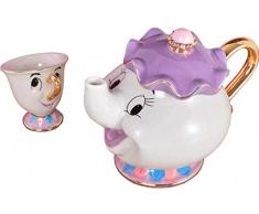 Nuovo Cartone Animato Disney La Bella e La Bestia,Divas World Lady Cup Potato Teiera Set di Ceramica Carina,500 Millilitri, 1